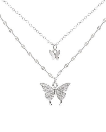 New Shiny Butterfly Necklace Ladies Exquisite Double Layer Clavicle Chain Necklace Jewelry for Ladies Gift