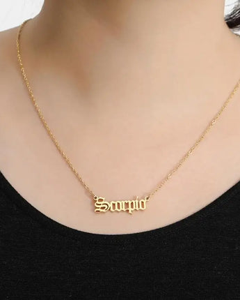 Personalize Jewelry Leo Zodiac Sign Astrology Necklace Star Sign 12 Constellation Old English Letter Aries Necklaces Gift