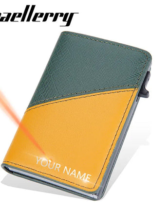 Baellerry 2023 New RFID Mini Men Wallets Name Customized Card Holder Brand Slim Male Wallet Luxury Short Men's Popup Purse