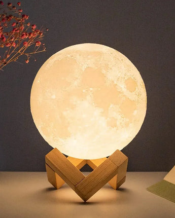 Moon Lamp LED Night Light Battery Powered With Stand Starry Lamp