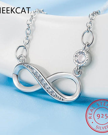 925 Sterling Silver Fine Jewelry Best Friend Forever Infinity Love Pendant Necklaces for Women Gifts Silver Chain