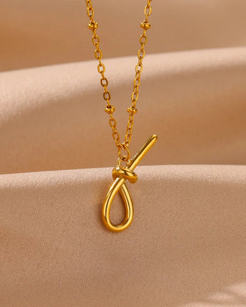 Romantic Stainless Steel Knot Necklace For Women Men Gold Color Knotted Choker Necklace Collares Jewelry Mothers Day Gift