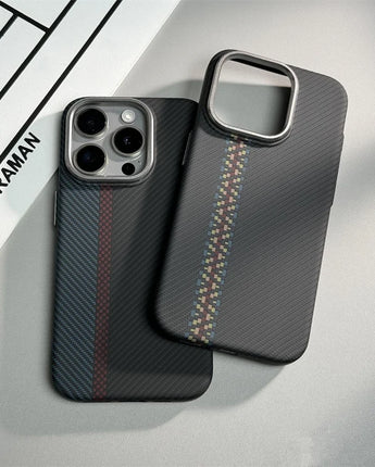 Carbon Fibre Wireless Charging MagSafe Phone Case for iPhone 14 15 Pro Max 15Pro 13 12 Alloy Lens Hit Color Hard PC Armor Cover